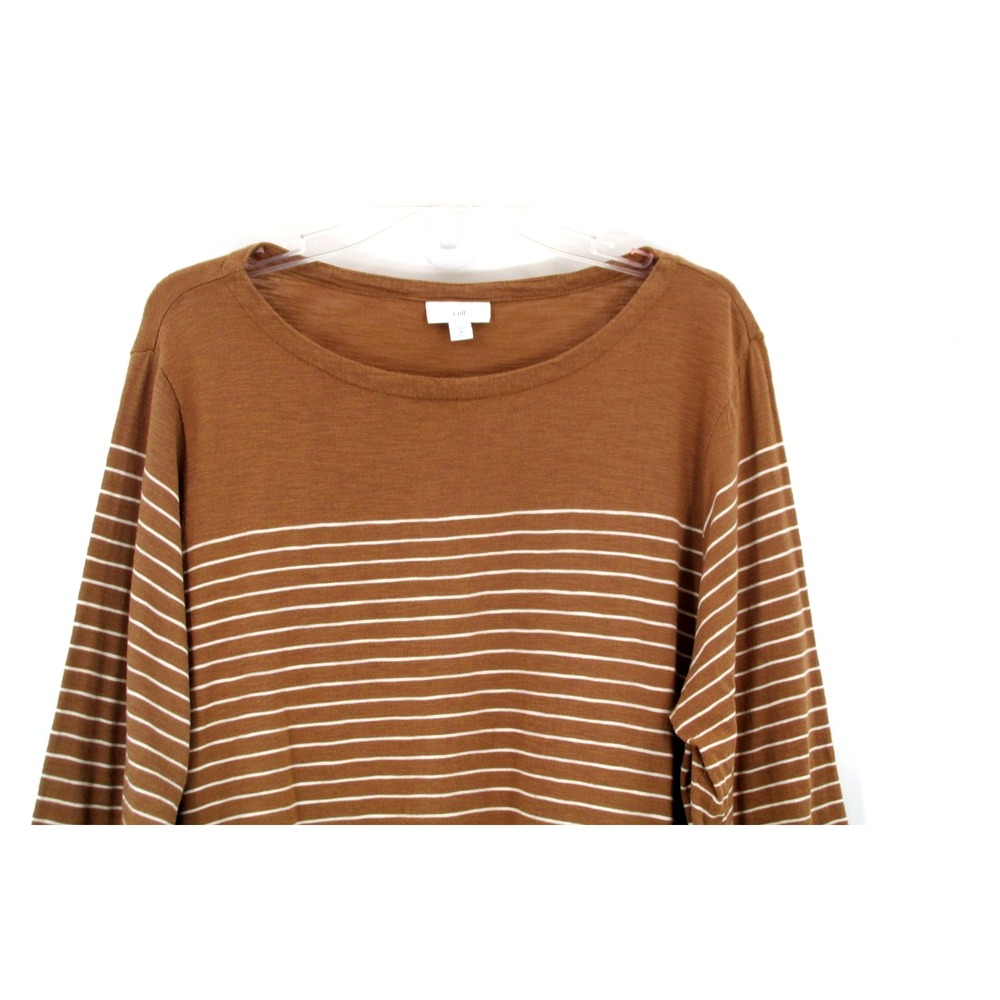 J. Jill Tunic Knit Sweater Women XL Tall Beige Stripes Tencel Modal Lagenlook - Picture 2 of 16